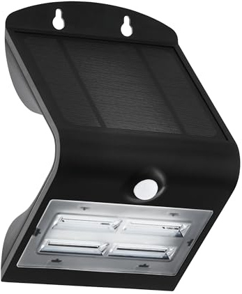 EGLO LED Wandlampe außen Lamozzo, Outdoor Solarlampe mit Bewegungsmelder | Solar Außenlampe mit Tag-Nacht-Sensor, Außenbeleuchtung aus schwarzem Kunststoff, neutralweiß, IP54