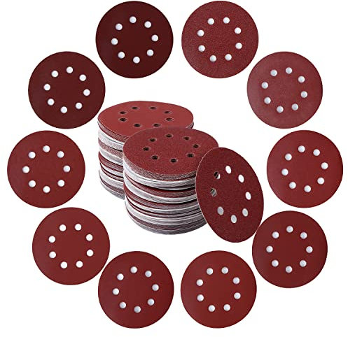 200PCS Assorted Grit 5 Inch Sanding Discs with Hook and Loop Backing for Random Orbital Sanders orbital sander pads Include 60 120 240 400 600 800 1000 1200 1500 2000Grits