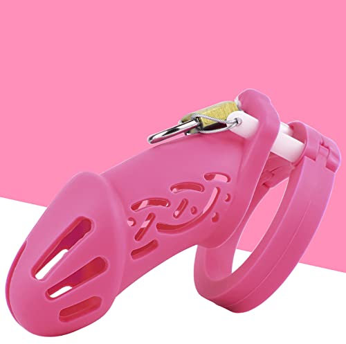 Chastity Cage Uomo Gabbia Pene Silicone Bdsm Sissy Cintura Castità Maschile Per Giochi Erotitici Sexy Per Coppie (Large,Pink)