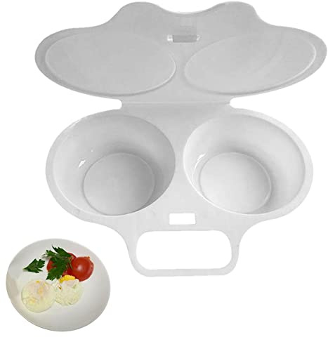 Eierpochierer für Mikrowelle, für harte Eier mit 2 Hohlräumen, zeitsparendes DIY-Werkzeug, für Pita-Brot, Spiegeleier, Sandwich, Eier