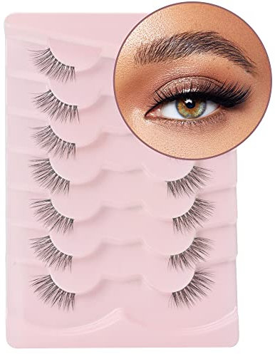 Onlyall Half Lashes Natural Look Wispy Lash Clear Band Eyelashes Pack Half Corner Accent 3D Mink Eyelash 7 Pairs-C06(10MM-13MM)