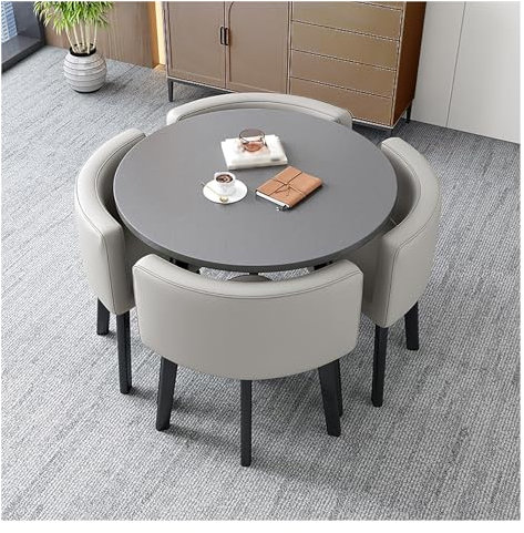 Büro-Empfangsraum-Clubtisch,Verhandlungstisch, Couchtisch Und Stuhl-Set,Büro-Konferenztische,Kleine Konferenzraumtische,Besprechungen,Runde Verkaufstische,1 Tisch 4 Stühle,Platzsparende Möbel ( Color
