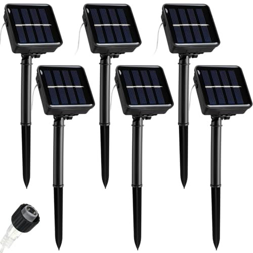 Tellegloww Ersatz-Solarpanel, 1,2 V, 600 mA, Ersatzteile für Leuchten mit 2 m Netzkabel, wasserdichtes Panel für Außenleuchten, Blumengarten, Landschaft, Terrasse, Dekoration, 6 Stück