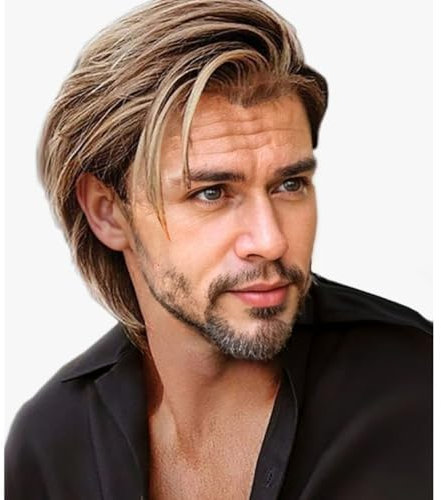Salaibs Herren Braun Mix Blond Kurze Perücke Layered Natürliche Synthetische Haar Perücken für Männchen Kerl Tägliche Verwendung