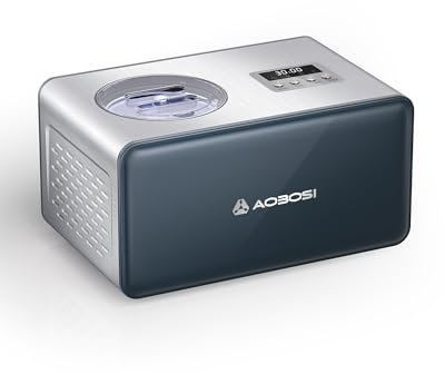 Aobosi Eismaschine, Eismaschine, Eismaschine mit abnehmbarem Rührpaddel, 2 l Edelstahl, einfach zu bedienen, für leckeres Eis