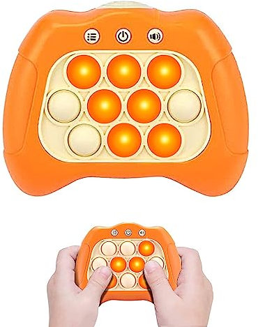 Quick Push Spiel, Pop It Fidget Elektronisches Sensorspiel, Bubble Sensory Squeeze Toys, Push Bubble Fidget, Light Up Game,Dekompressions Spielzeug Machine Geschenk für Kinder und Erwachsene (Orange)