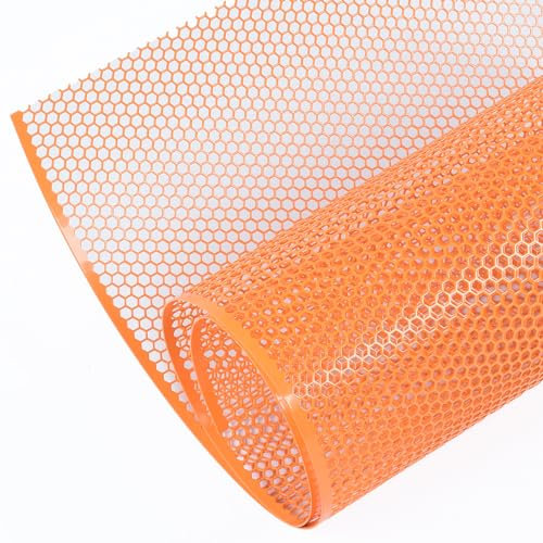 AggAuto 100x33cm Griglia da corsa Arancione, foro a nido d'ape 6×1mm, griglia in alluminio, griglia universale per radiatore auto