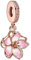 Lkwidi Charme Pink Daisy Anhänger Charms Anhänger 925 Sterling Silber Charm Pendant für Europäische Armbänder und Halsketten