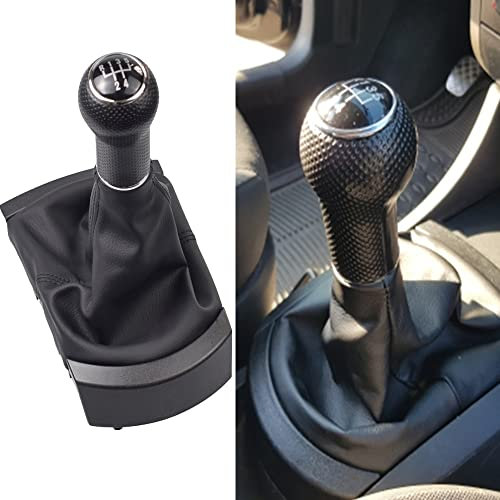 Yoegerery R5 velocidades pomo de palanca de cambios manual con cubierta antipolvo para Seat Ibiza 2002-2010 (línea negra)