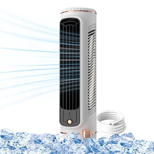 Personal Air Conditioner - Portable Cooler Fan, Rechargeable Desktop AC | 3 Speed Small Air Conditioner Fan with Automatic Shaking Head, USB Small Room Cooling AC for Bedroom, Work, Car, 6x8x27CM