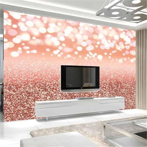 Generisch 3D-Gedrucktes Wandbild Roségoldener Glitzer Muster Moderne Innendekoration 350 x 256 cm Modische Vliestapete Roségold Geeignet Für Wohnzimmer Schlafzimmer Wandtapete