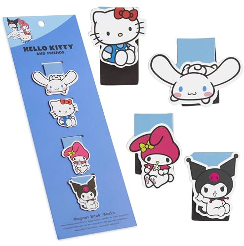 Hello Kitty Magnetische Lesezeichen für Schule, Uni, 4 Stück - Praktisches Geschenk