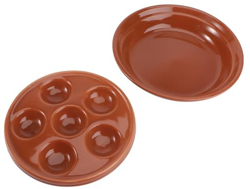 Hoement Assiette À Escargots En Céramique Française Plat Rond En Ormeau Rouge Foncé 6 Trous Design Élégant Ustensile De Cuisine