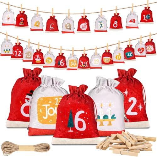 Adventskalender zum Befüllen - Adventskalender für Kinder 2024, Original 24 Adventskalender Selber Befüllen, 15x10 cm Groß Weihnachtskalender Selber