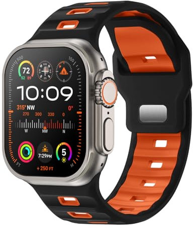 Raradev Compatible with Apple Watch Ultra 2 Straps 49MM 46MM 45MM 44MM 42MM(series 3 2 1) Men Women, 26mm Adjustable Soft Silicone Breathable Sport Bands for iWatch Series 10 9 8 7 6 5 4 SE 3 2 1