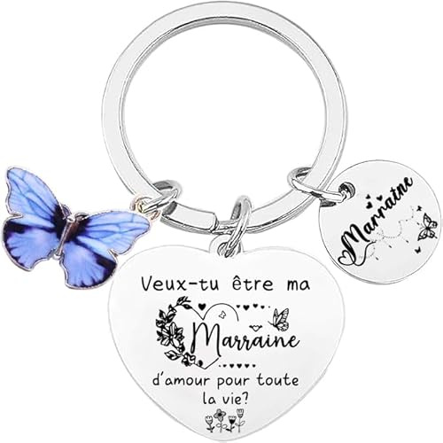 Lumengqi Cadeau Marraine Porte Clef Cadeau Demande Marraine Cadeaux Marraine Personnalisé Cadeaux Demande Marraine Unique pour Baptême, Communion & Anniversaire Cadeau Marraine Original
