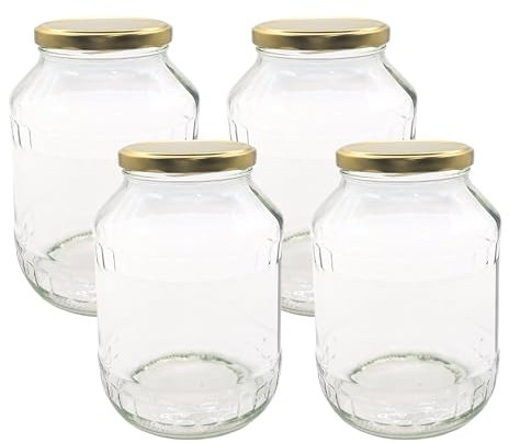 Devitre 4 große Einmachgläser 1700 ml Vorratsgläser mit Deckel und Etiketten