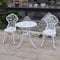 TangXiaoQi Gartenmöbel Set 3-teilig, Aluminium Casting Tavern Set, Weiß, 2 Stühle mit Ornament-Design und 1 Tisch, für Balkon und Terrasse (Blatt-weiß)