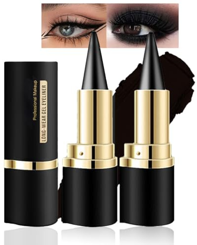 Baorder 2Pcs Gel Eyeliner Bleistift Set, Matte natürliche schwarze Eyeliner Creme, wasserfester wischfester Eyeliner, schwarz Smokey Lidschatten Palette Stick Crayon, Goth Halloween Make-up