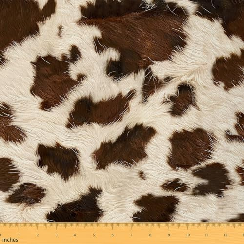 LoussiesdKuhfell Gedruckt Stoff 184x150cm Kuhfell Muster Patchwork Stoffe für Stühle Farmhouse Western Farm Tier Haut DekorativeStoff Meterware Brown Outdoor