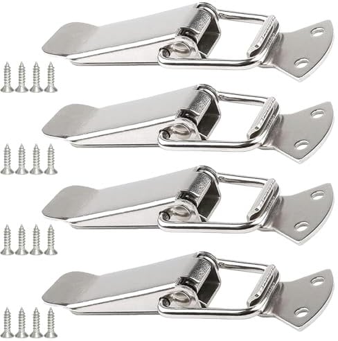 4PCS Heavy-Duty Stainless Steel Tension Clasp (56.5mm) - Spring Loaded Lever Latch for Toolbox, Cabinet, Drawer, Chest & Case Closure , Corrosion-Resistant Box Lock with Easy Installation