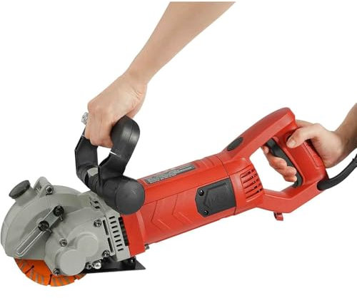 Rozadora de pared eléctrica,5800W,profesional, con profundidad y ancho de corte ajustables,cortadora de hormigón con doble eliminación de polvo,con cuchillas de 115mm de diámetro for ladrillo hormigón