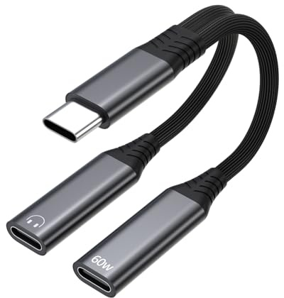 Adattatore Doppio USB C a Jack Cuffie (2in1) per iPhone 17e 17 16 15Pro Max air, per Samsung Galaxy S26 S25 S24 S23 A57 A56 A36 Auricolari Caricatore Splitter Accessori per Headphone Laptop