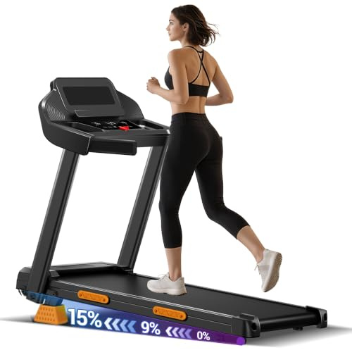 Laufband für Zuhause mit Steigung 15%-18% Auto | Laufbänder 12KM/H, Treadmill for Home mit 3,0-PS-Motor und LED-Anzeige, 160KG MAX