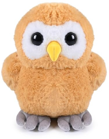 Carehabi Eule Kuscheltier 21cm Kuscheltier Klein Plüschtier Stofftier | Naturgetreu Gestaltet 7D-PP-Baumwolle Große Augen Verstecktes Fach mit Kleinem Reißverschluss Geschenk für Baby