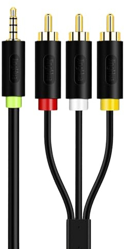 Yeeliv 3.5mm to RCA Cable 1.5M AV Cable Stereo Audio Lead for Vinyl Turntables, VCR Players, DVD Recorders and Home Audio Systems Black