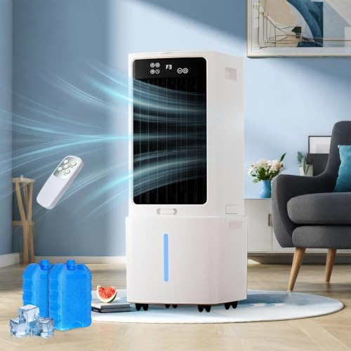 Ventilador de Agua 12L para Interiores, Climatizador 4 en 1 Sin Tubo de Escape, 800 m³/h, Oscilación 90°, Temporizador 12H, 3 Velocidades