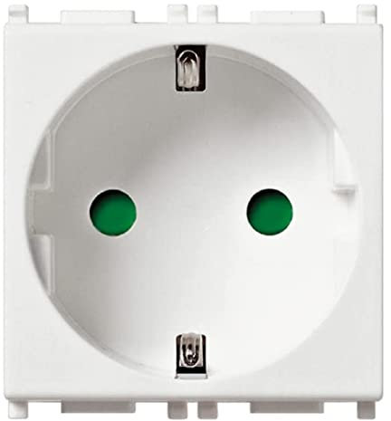 Vimar 14208.FX SICURY-Steckdose 2P+E 16 A 250 V~ deutscher Standard, Steckklemmen, 2 Module, weiß