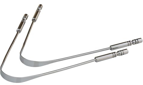 Stainless Steel Tongue Cleaners Set of 2 | Surgical Grade Metal Tongue Scraper for Bad Breath, White Tongue & Plaque | Oral Detox & Fresh Breath Solution