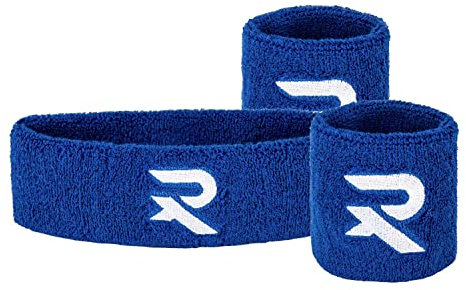 Raquex Stirnbänder und Armbänder. Dehnbares Baumwollmaterial. Gute Passform (Blaues Set)