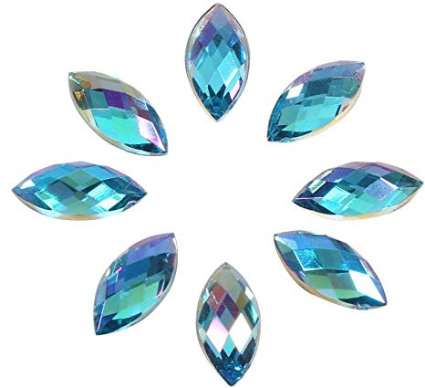 500pcs Crystal Rhinestone Horse Eye Shape AB Gems Acrylic Rhinestone 7 * 15mm for Wedding DIY Party Decor (06bleu)