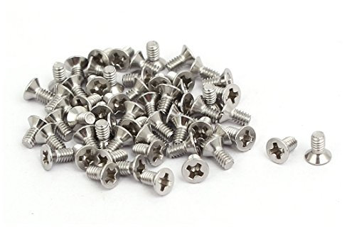 sourcing map 60pcs Vis Tête Fraisée Cruciforme Tête Plate Boulon M2x4mm Acier Inox 316
