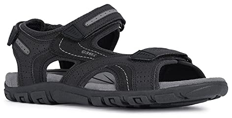 Geox Homme Uomo Sandal Strada D Sandales, Black/Stone, 46 EU