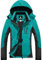 GEMYSE wasserdichte Berg-Skijacke für Frauen Winddichte Fleece Outdoor-Winterjacke mit Kapuze (Hellblau Grau,M)