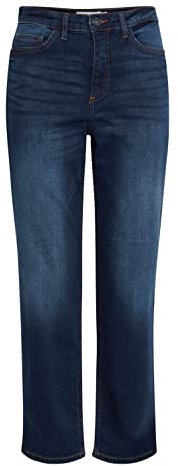 ICHI IHTWIGGY Raven Damen Jeans Denim Hose mit Stretch gerader Schnitt Crop Länge, Größe:28, Farbe:Dark Blue (19038)
