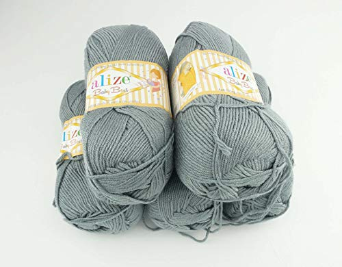 Alize 5 x 100g Strickgarn Baby Best Uni, Antipilling türkische Wolle (119)