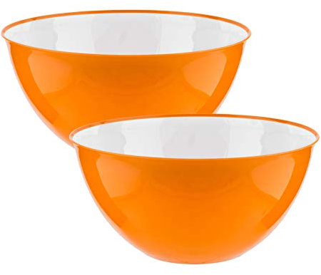 Homeshopa Large Salad Bowl Set of 2,Lightweight Reusable Serving Bowls, Microwave, Dishwasher & Freezer Safe, BPA Free Kitchen Tableware Big Mixing Bowls, 25 cm (Orange x 2)