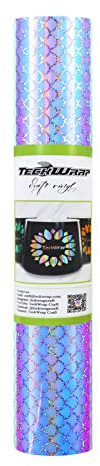 TECKWRAP Opal Holographic Chrome Adhesive Vinyl 1ft x 5ft, Opal Mermaid Pattern