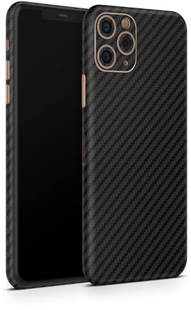 TF Skins iPhone 11 Pro Skin (2X Stück) Schutzfolie für die Rückseite und Seiten in edler Optik inkl. Kameraschutz Schutz vor Kratzern (Carbon Black)