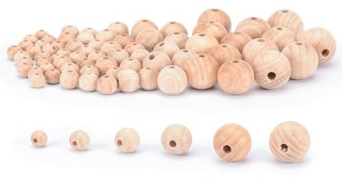 Vaessen Creative Unbehandelte Holzperlen Set, 525 Stück, Runde Perlen zum Basteln von DIY handgefertigte Dekorationen Schmuck Handwerk, Holz