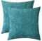 CaliTime Kissenbezüge für Couch, Sofa, Heimdekoration, einfarbig, weiches Chenille, 60 x 60 cm, Blaugrün, 2 Stück