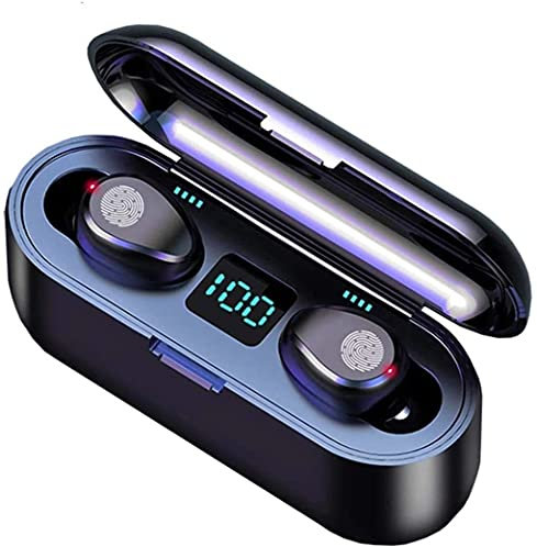 LStiaq F9 Auriculares Bluetooth Inalámbricos Inalámbricos con Caso Inalámbrico, Negro, 0, Talla 0