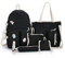 PORRASSO Mädchen Schulrucksack Set 5 - teilig Rucksack Schulranzen Teenager Rucksäcke Umhängetasche Schultertasche für Schule Reise Wandern Camping Schwarz