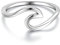 WAVE Ring aus 925 Sterling Silber | Damenring Nickelfrei & Anlaufgeschützt mit Welle | Ringe Minimalistisch Meereswelle Schmal Wellenring (52, Silber)