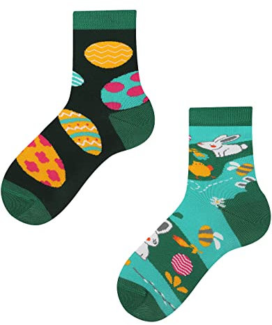 TODO Colours Lustige Socken Kinder mit motiv für Mädchen, Jungen, Kleinkind (31-34, Ostersocken Kinder)