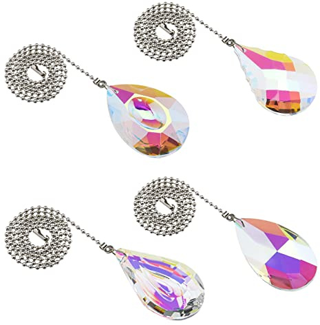 eMagTech 4Pcs Pull Chain Extension Connector Pull Cord Light Bathroom Chain Extension from Artificial Crystal for Ceiling Fans Bedroom Lamps